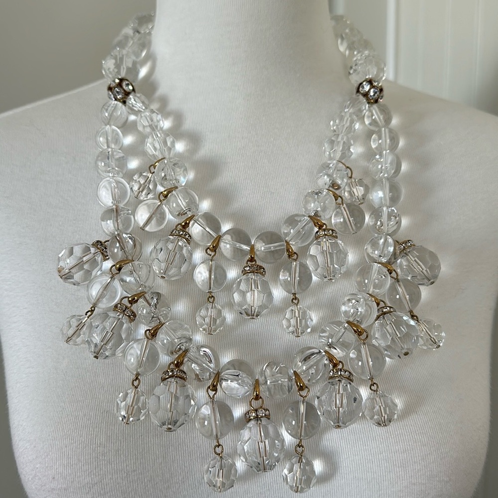 J. Crew Crystal Lucite Bib Statement Necklace